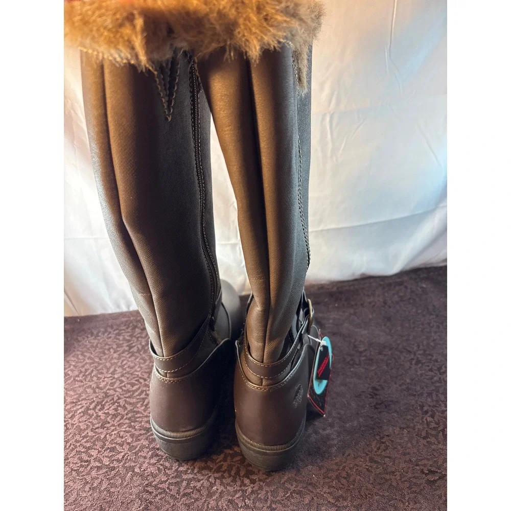 Totes Maryliza2 Womens Brown Waterproof Winter Boots Faux Fur Thermolite Sz 11M